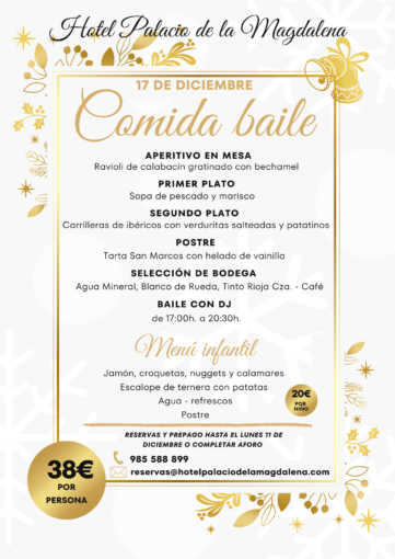 comida baile con menu infantil 17 de diciembre